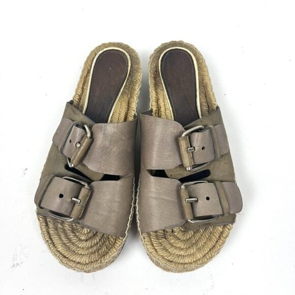 Paloma Barcelo Espadrille Sandals EU 37 US 6.5 Double Buckle Slides Boho Chic - Picture 1 of 7